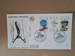 Lettre ANDORRE FDC 1992 JEUX ETE BARCELONNE JO - Covers & Documents