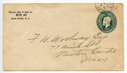 Canada 1932 1c. King George V Postal Envelope; Bear River, Nova Scotia To Newton Centre, Massachusetts, United States - 1903-1954 Könige