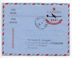 Canada 1966 10c. Airplane Aerogramme; Montreal, Quebec To Frankfurt - Flughafen, Germany - 1953-.... Règne D'Elizabeth II