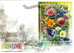 New Zealand 2001 Garden Flowers, Souvenir Sheet  First Day Cover - FDC