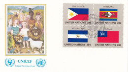United Nations  1982  Philippines; Swaziland ; Nicaragua; Burma  On Cover Flag Of The Nations - Omslagen