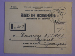 AU23  TCHAD    BELLE LETTRE  RECOUVREMENT POSTES 1960 PETIT BUREAU  MOUNDOU A EYMET FRANCE   ++AFF. PLAISANT + - Lettres & Documents
