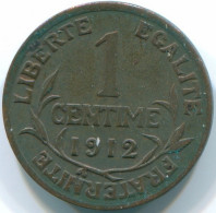 1 CENTIME 1912 FRANKREICH FRANCE Französisch Münze Daniel-Dupuis XF #FR1212.8.D - 1 Centime