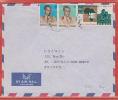 CONGO LETTRE PAR AVION DE 1969 DE KINSHASA POUR NEUILLY FRANCE - Covers & Documents