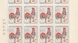 N°1331, Coq, 25c : Piquage à Cheval En Bloc De Huit,  Avec Numéro De Carnet - Unused Stamps