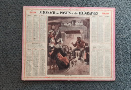 CALENDRIER 1928 POSTES PTT - Illustration Récits De Mer Marin En Bretagne Devant La Cheminée - Femme Au Rouet Quenouille - Grossformat : 1921-40