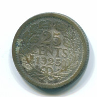 25 CENT 1925 NEERLANDÉS NETHERLANDS Moneda PLATA #S13695.E - Monete D'Oro E D'Argento