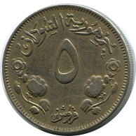 5 QIRSH 1956 SOUDAN SUDAN Pièce #AR030.F - Soudan