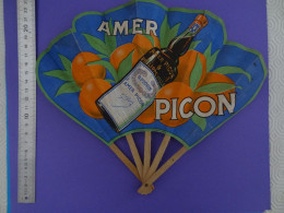 RARE Eventail En Papier AMER PICON (bouteille Penchée) Philippeville Chambrelent - Paris Orange - Alcohols