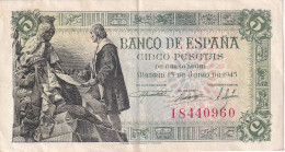 BILLETE DE ESPAÑA DE 5 PTAS DEL 15/06/1945 SERIE I CALIDAD MBC (VF) (BANKNOTE) - 5 Peseten