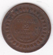 Protectorat Français Tunisie 2 Centimes 1891 A , En Bronze, Lec# 70 - Túnez