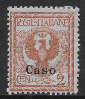 Italia Italy 1912 Colonie Egeo Caso Floreale C2 Sa N.1 Nuovo MH * - Egée (Caso)