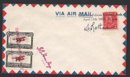 1931  First Flight Unaddressed Cover  Pelican Narrows, SK To Prince Albert Signed Postmastr And Pilot CL46 X2 - Poste Aérienne