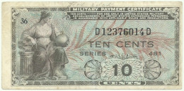 U. S. A. - 10 Cents - ND ( 1951 ) - Pick: M 23 - Series 481 - Military Payment Certificate - 1951-1954 - Serie 481