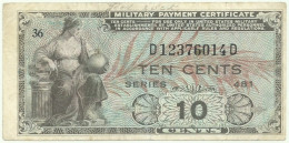 U. S. A. - 10 Cents - ND ( 1951 ) - Pick: M 23 - Series 481 - Military Payment Certificate - 1951-1954 - Series 481