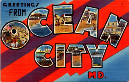 Maryland Greetings From Ocean City Large Letter Linen 1960 - Ocean City