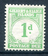 Gilbert & Ellice Islands 1940 Postage Dues - 1d Emerald-green HM (SG D1) - Gilbert- En Ellice-eilanden (...-1979)