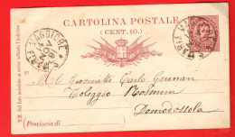 GLF-36  Cartolina Postale Viaggiatta In 1891  Per Domodossola - Usati