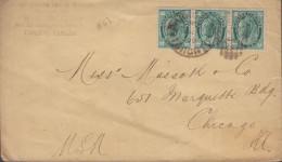 1898. CANADA, Victoria. 1 CENT In 3-STRIPE On Cover To Chicago USA Cancelled TORONTO Mar 5 98 ... (Michel 63) - JF439374 - Brieven En Documenten
