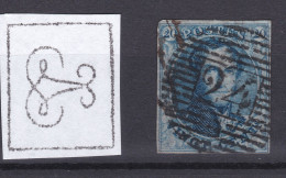 N° 4 Margé : 24 BRUXELLES Papier Parcheminé - 1849-1850 Medaillons (3/5)