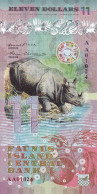 Faunus Island 11 Dollars 2020 Rhinocéros Emission Privée UNC - Fiktive & Specimen