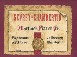 240423 - ETIQUETTE DE VIN BOURGOGNE - GEVREY CHAMBERTIN Martinet Piat Et Cie - Négociants à Mâcon - Ramboz Lyon - Bourgogne