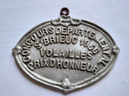 Plaque Ancienne. Concours Départemental. Volailles 1956. St Brieuc  .(Arm.1) - Animaux