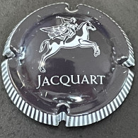 90 - 19 - Jacquart, Cheval Blanc, Contour Métal, Striée, Patte Arrière A Droite Du J Capsule De Champagne - Jacquart