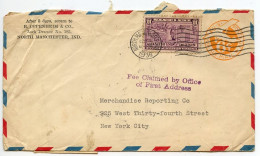 United States 1936 Scott UC3 6c Air Postal Envelope W/ Scott E15a; North Manchester, Indiana To New York City - 1921-40