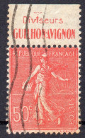 !!! 50C SEMEUSE AVEC BANDE PUB DIVISEURS GUILHON OBLITEREE - Used Stamps