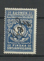FINLAND FINNLAND 1918 Railway Stamp Eisenbahn Packetmarke 3 Mk. O - Parcel Post