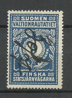 FINLAND FINNLAND 1918 Railway Stamp Eisenbahn Packetmarke 3 Mk. O - Colis Postaux