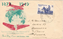 49867. Carta MELBOURNE (Australia) 1949.  75 Anniversary U.P.U.  Union Postal - Storia Postale