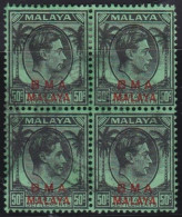 BMA Malaya        .   SG    .   14  Block Of 4    .    Chalky   .   O        .      Cancelled - Malaya (British Military Administration)