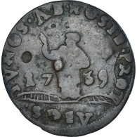Monnaie, Monaco, Honore III, Six Deniers Dits "dardenne", 1735, Monaco, B+ - 1505-1795 From Lucien Ier To Honoré III