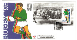 South Africa 1995 OFFICIAL FIRST DAY COVER SOUTH AFRICA RUGBY WORLD CUP CHAMPIONS SOUV SHEET - Briefe U. Dokumente