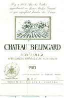 (M11) Etiquette - Etiket - Château Belingard - Monbazillac 1983 - Monbazillac