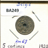 5 CENTIMES 1920 DUTCH Text BELGIEN BELGIUM Münze #BA249.D - 5 Cent