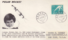 Lettre "Polar Rocket" Obl. Andenes Le 11/12/62 Sur N° 410 (Patinage) Pour New York - Brieven En Documenten