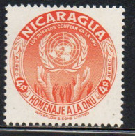 NICARAGUA 1954 COOPERATION ONU UN  4c  MH - Nicaragua