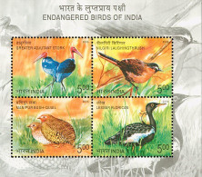 India 2006 Endangered Birds Fauna Animals MINIATURE SHEET MS MNH As Per Scan - Altri & Non Classificati