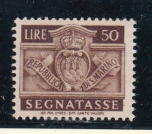 1945 San Marino Saint Marin SEGNATASSE  50 Lire MNH** Postage Due Gomma Leggermente Bicolore - Strafport