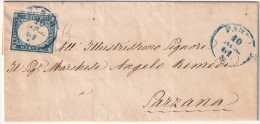 1861 10 Apr 20 C. Sardegna Sass 15Ca Su Lettera Da Parma Azz. Pt.13 X Sarzana Cert.Wolf - Parme