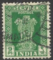 India. 1950-51 Official. 9p Used. SG O153 - Official Stamps