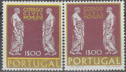 ERROR VARIETY PORTUGAL ERRO VARIEDADE 1967 – Novo Código Civil Português MF1004 COR DESLOCADA YELLOW COLOUR SHIFT  MNH** - Unused Stamps