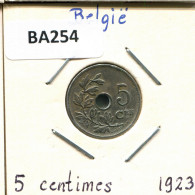 5 CENTIMES 1923 DUTCH Text BELGIEN BELGIUM Münze #BA254.D - 5 Cent