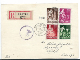 NORWEGEN 202 / Landeshilfe, Einschreiben FDC 1.12.44 Von Sköyen Nach Schweden - Lettres & Documents