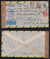 Brazil Brasil 1951 Registered Censor Airmail Cover RIO X VIENNA Austria - Lettres & Documents