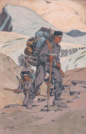 Carl Moos Illustrateur, Armée Suisse Aux Frontières, Troupe De Montagne En Marche, Litho (930) - Moos, Carl