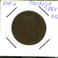 10 CENTIMES 1863 BB FRANCIA FRANCE Napoleon III Moneda #AN068.E - 10 Centimes